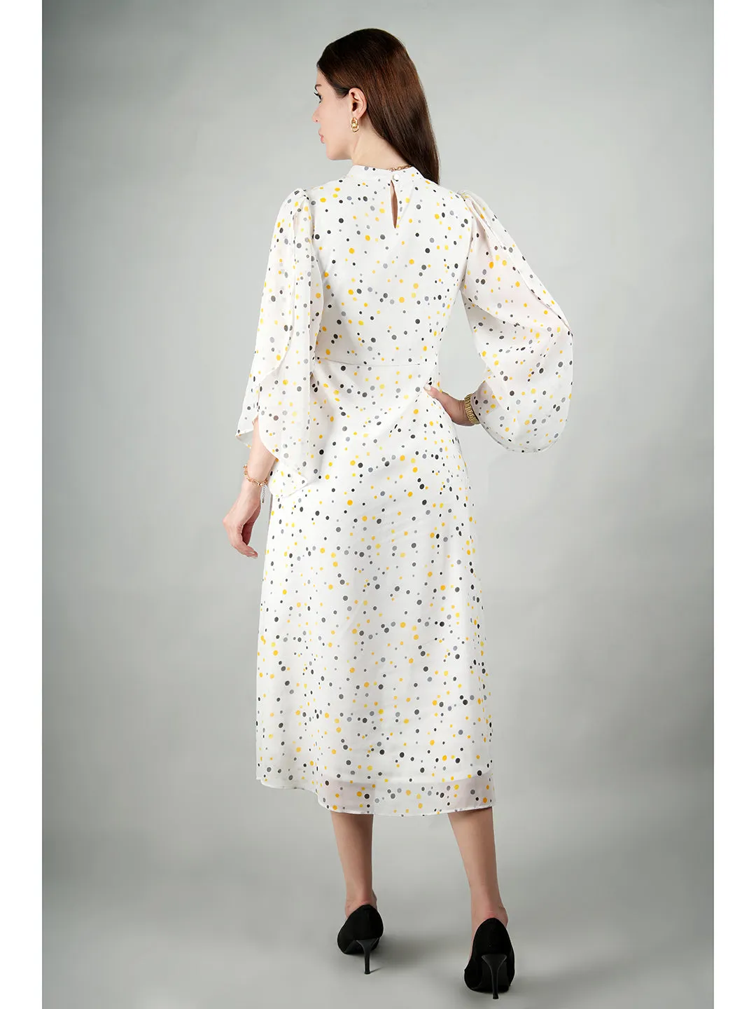 Exude Sun-soaked Polka Dot Dress (White)