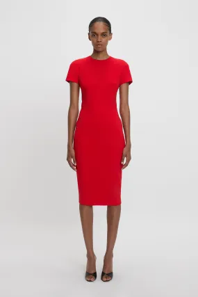 Fitted T-shirt Dress In Bright Red