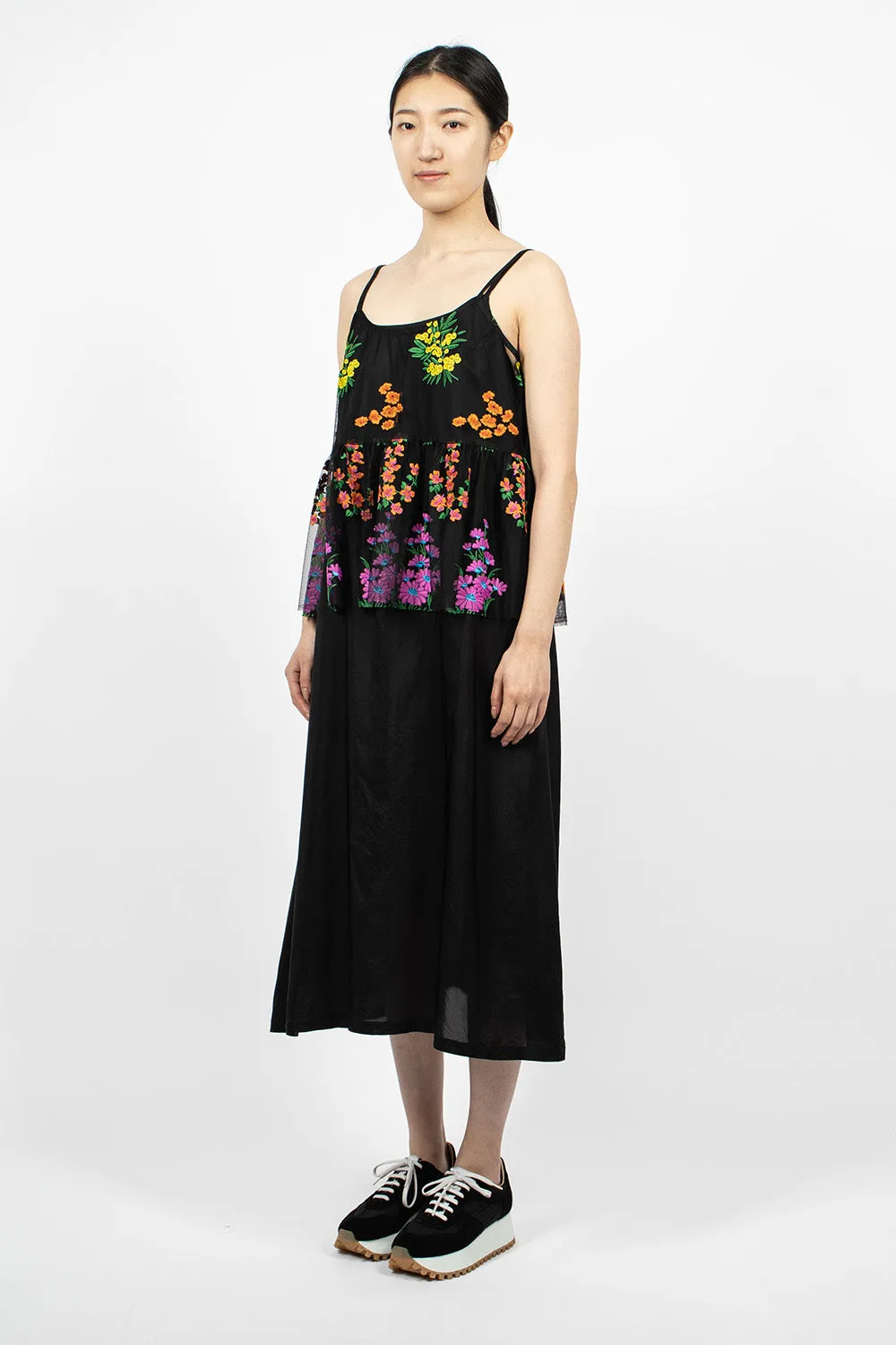 Floral Overlay Dress Black