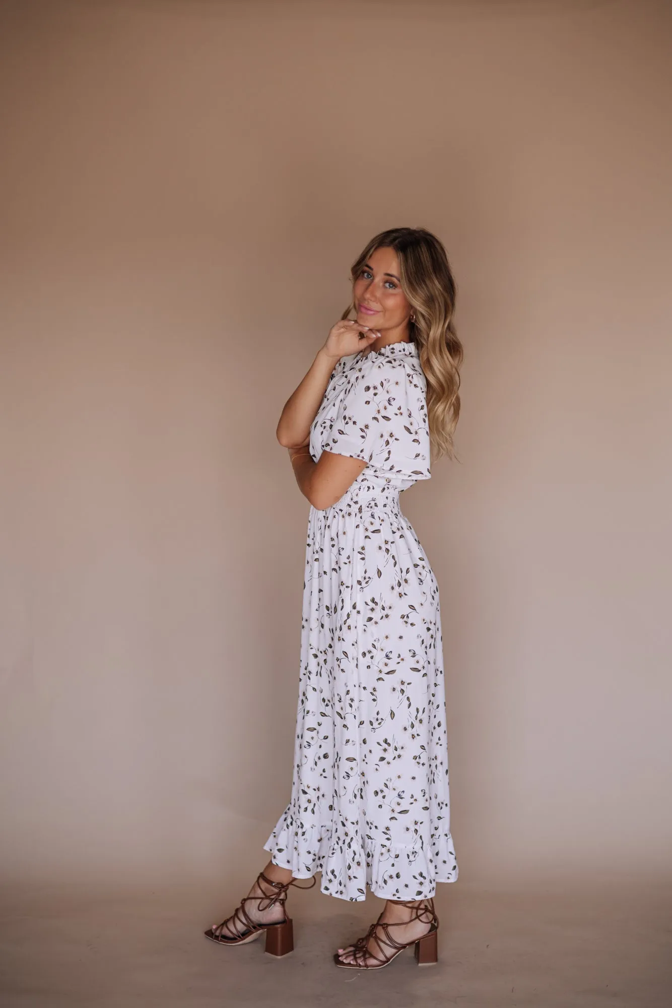 Gabby Maxi Dress in White - Coming Soon