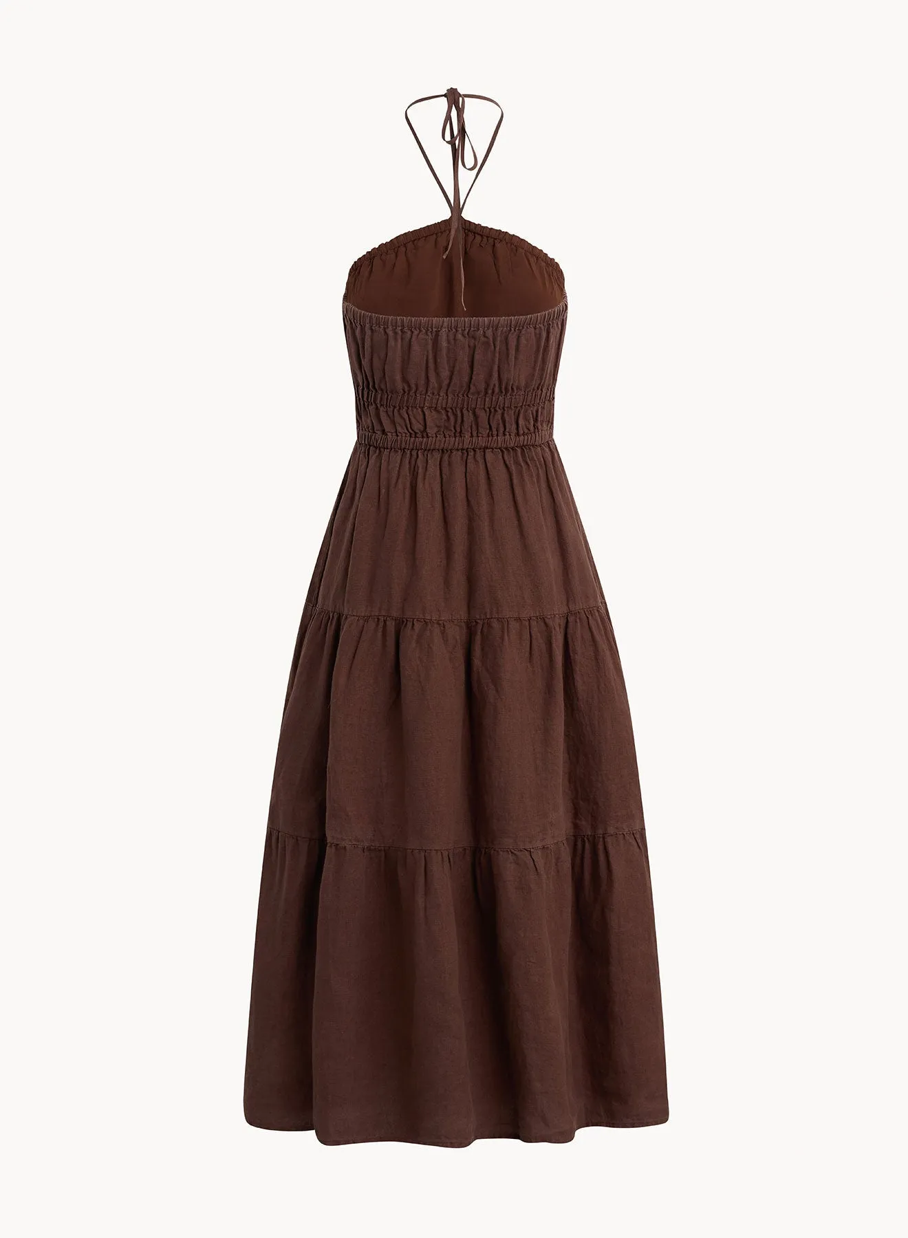 Gathered Halter Midi Dress - Cocoa Cabana