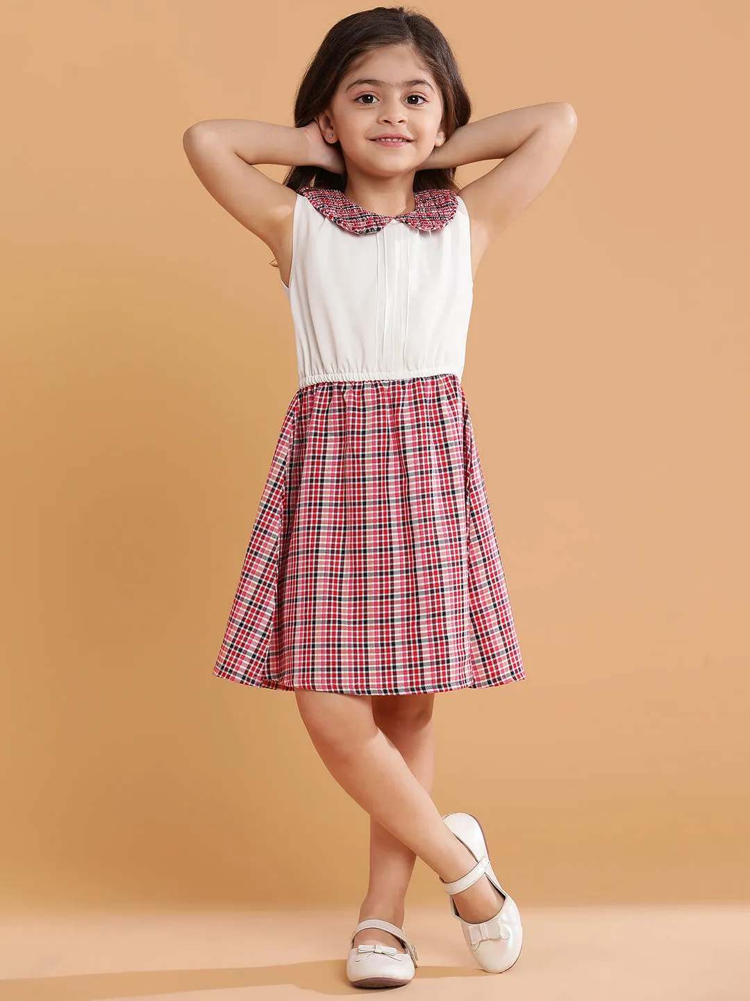 Girls Red & White Checkered Dress