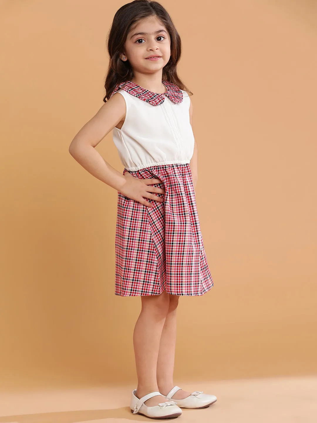 Girls Red & White Checkered Dress