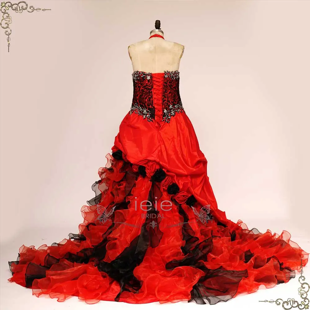 Gothic Fantasy Red High Low Wedding Dress | ADARA