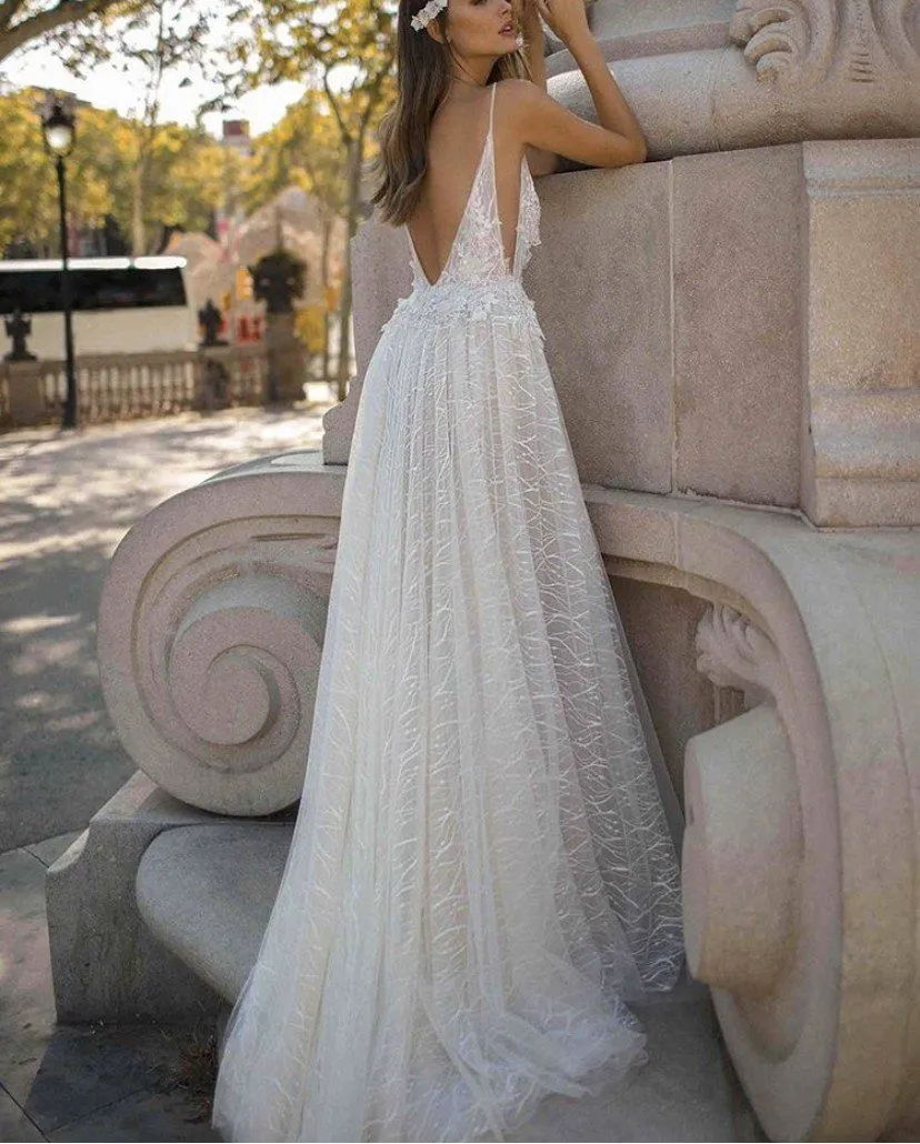 High Slit Shimmering Bridal Dress