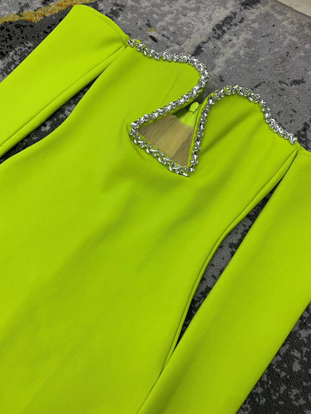 JAIPUR Strapless Long Sleeve Neon Bandage Dress