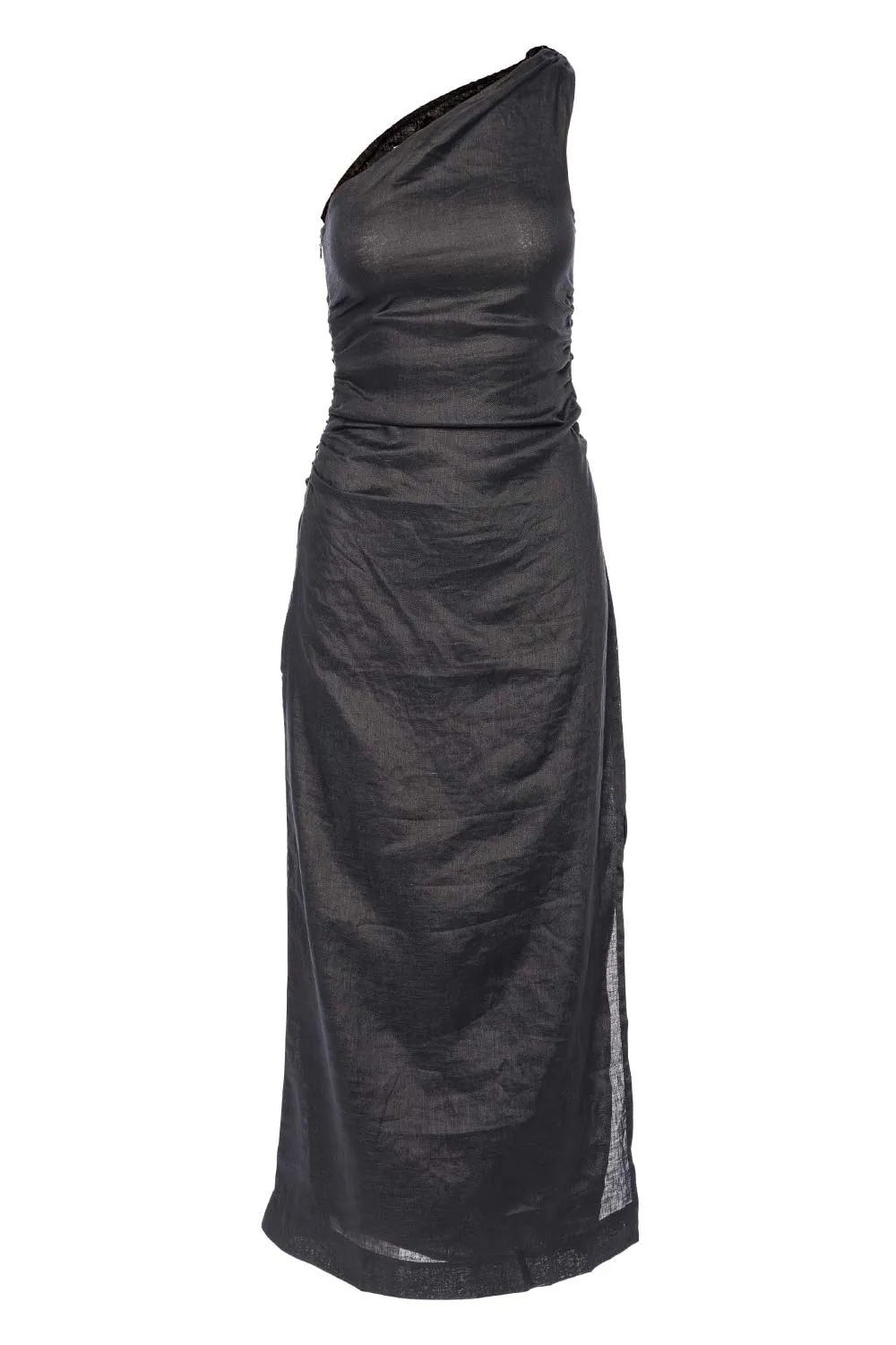 Jomana Black Linen Midi Dress