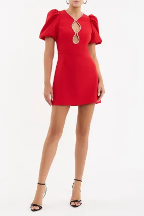 Karina Buff Sleeve Mini Dress Red