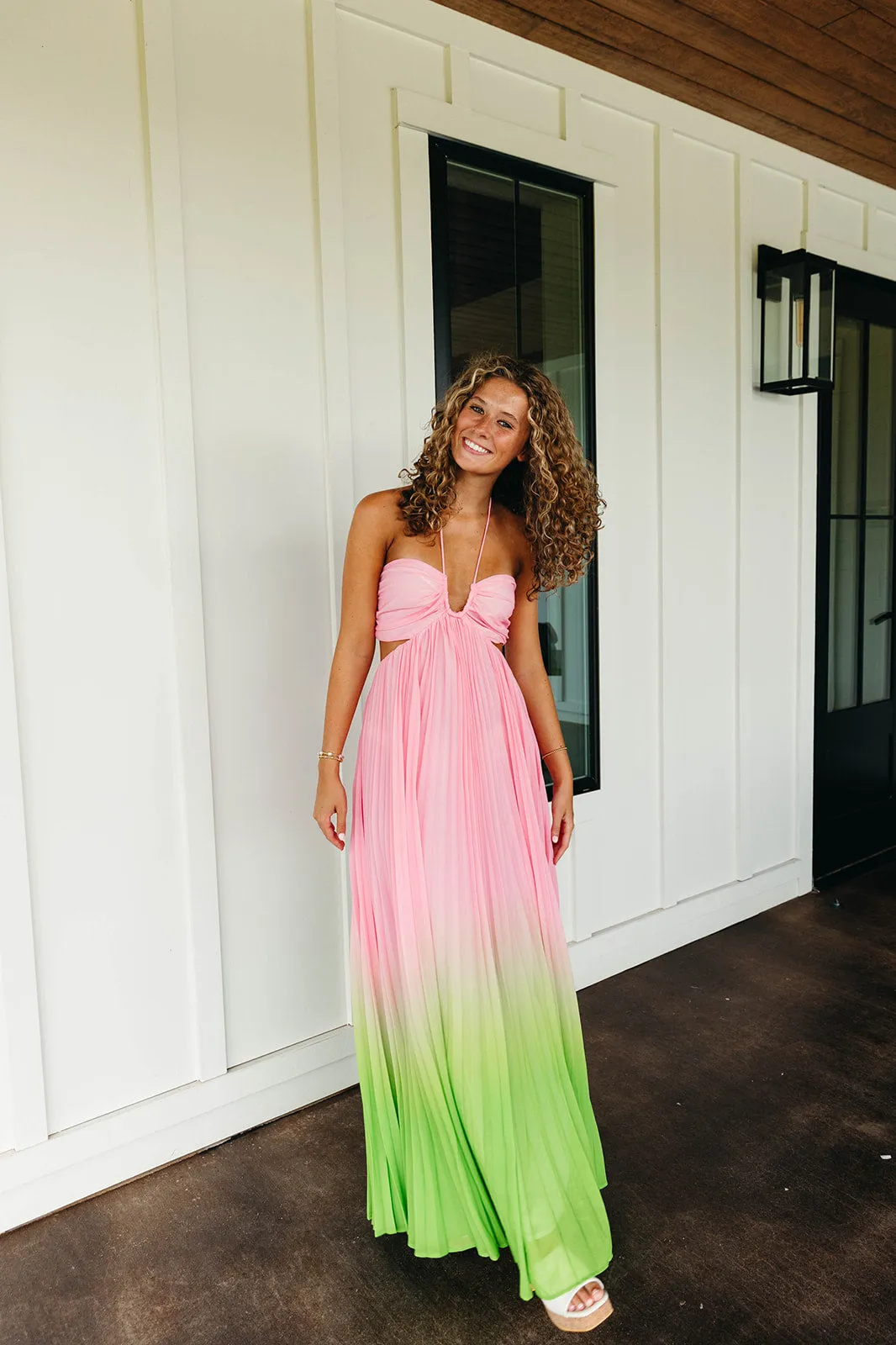 Kennedy Maxi Dress - Pink/Lime