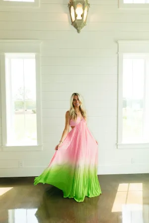 Kennedy Maxi Dress - Pink/Lime