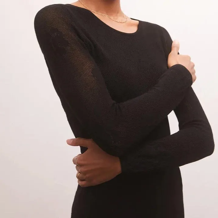 Liza Sweater Mesh Dress (Black)