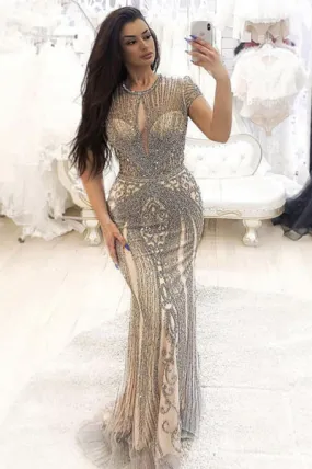 Luxurious Halter Mermaid Evening Gown with Rhinestones, Tassel Details, and Party Prom Dress - SA80