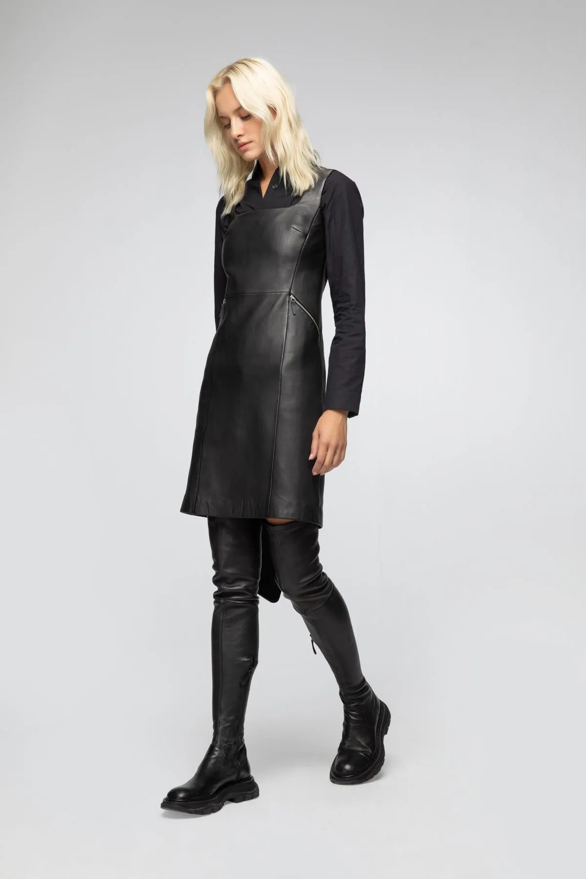 Macia - Black Leather Dress