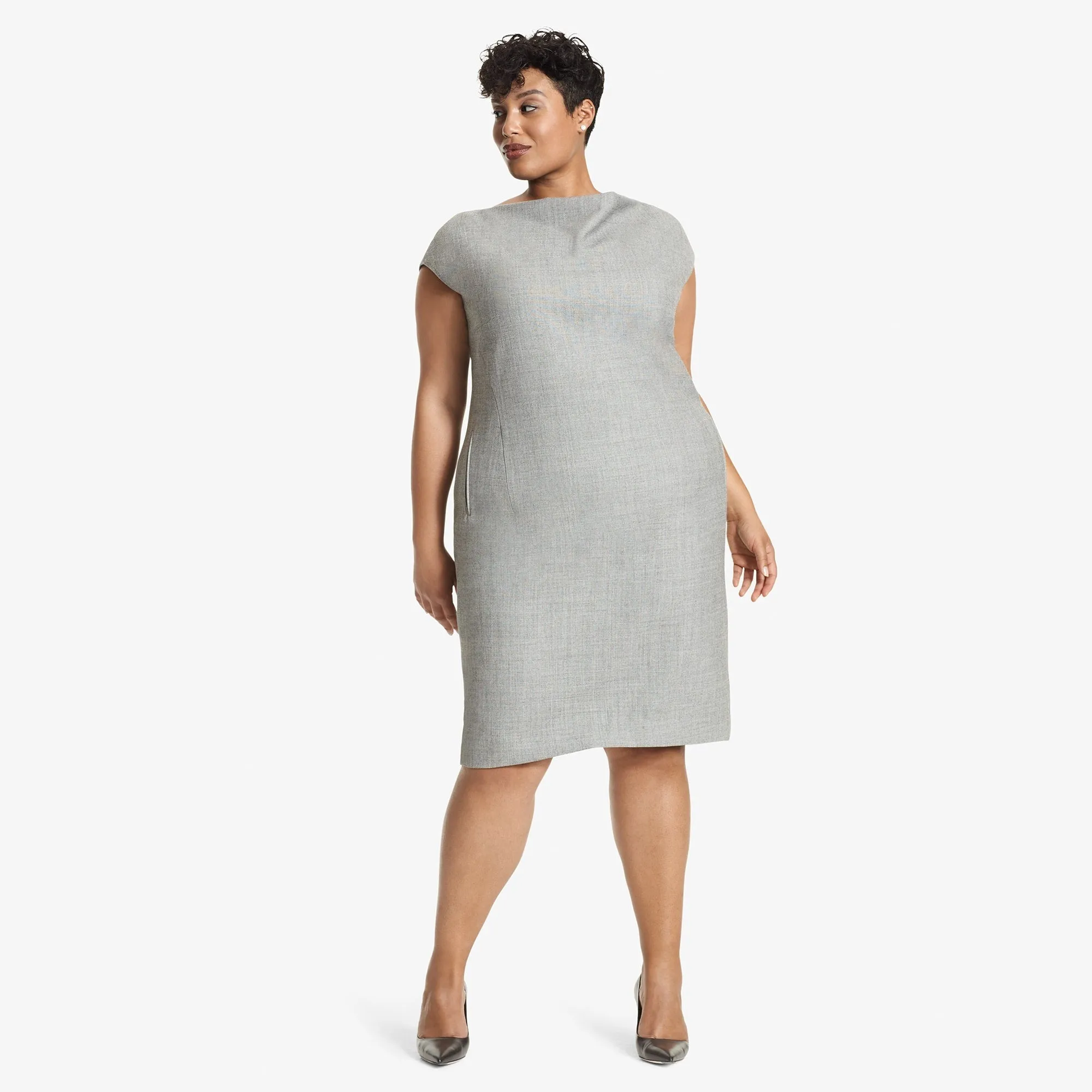 Marilyn Dress - Sharkskin :: Black / White