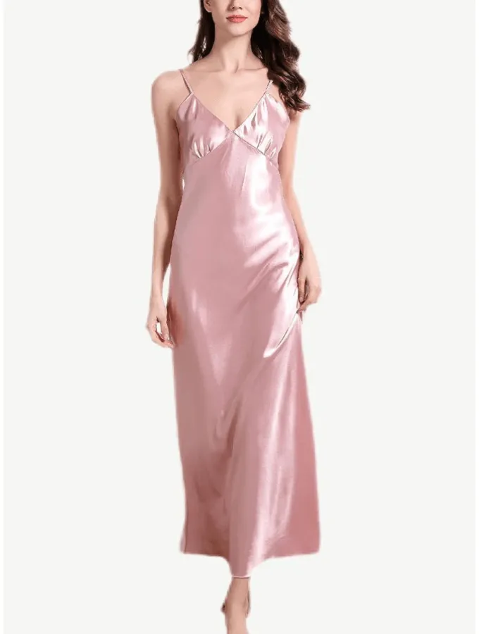 MARILYN SATIN SLIP MAXI DRESS - ROSE