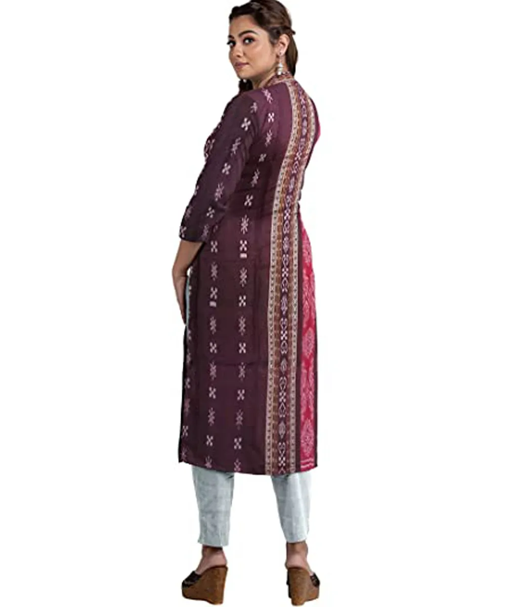 Maroon white handwoven cotton nuapatna dress material