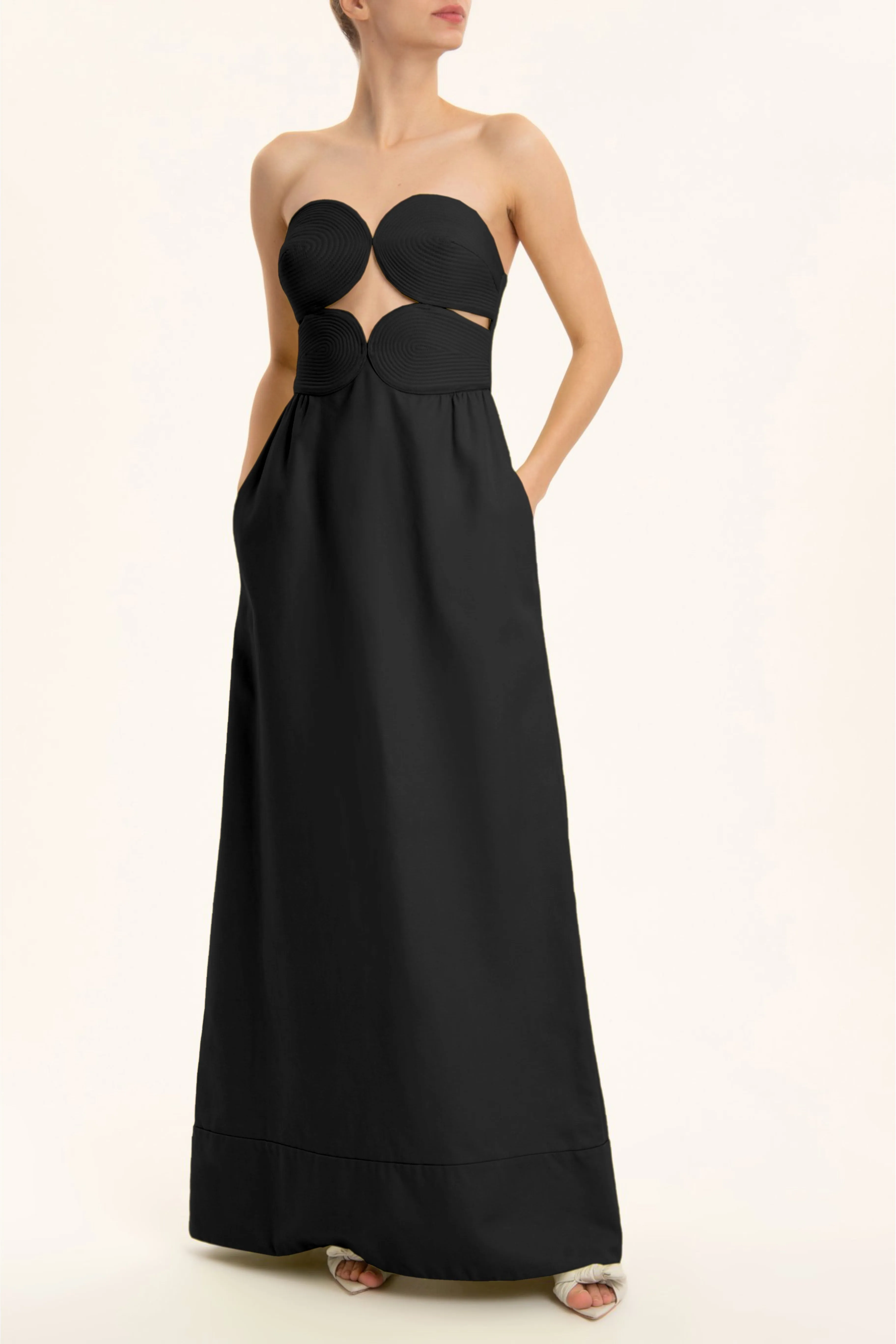 Matelasse Strapless Long Dress