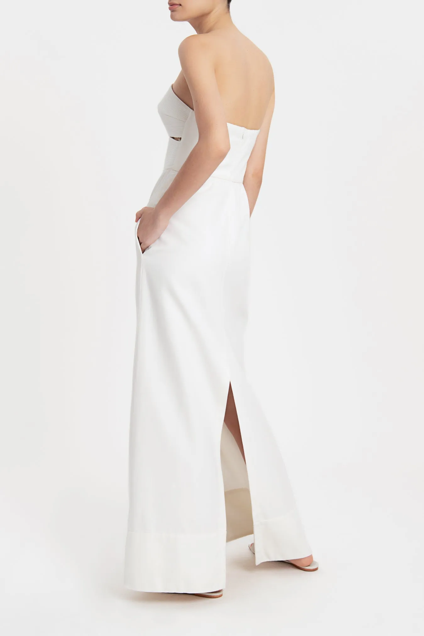 Matelasse Strapless Long Dress