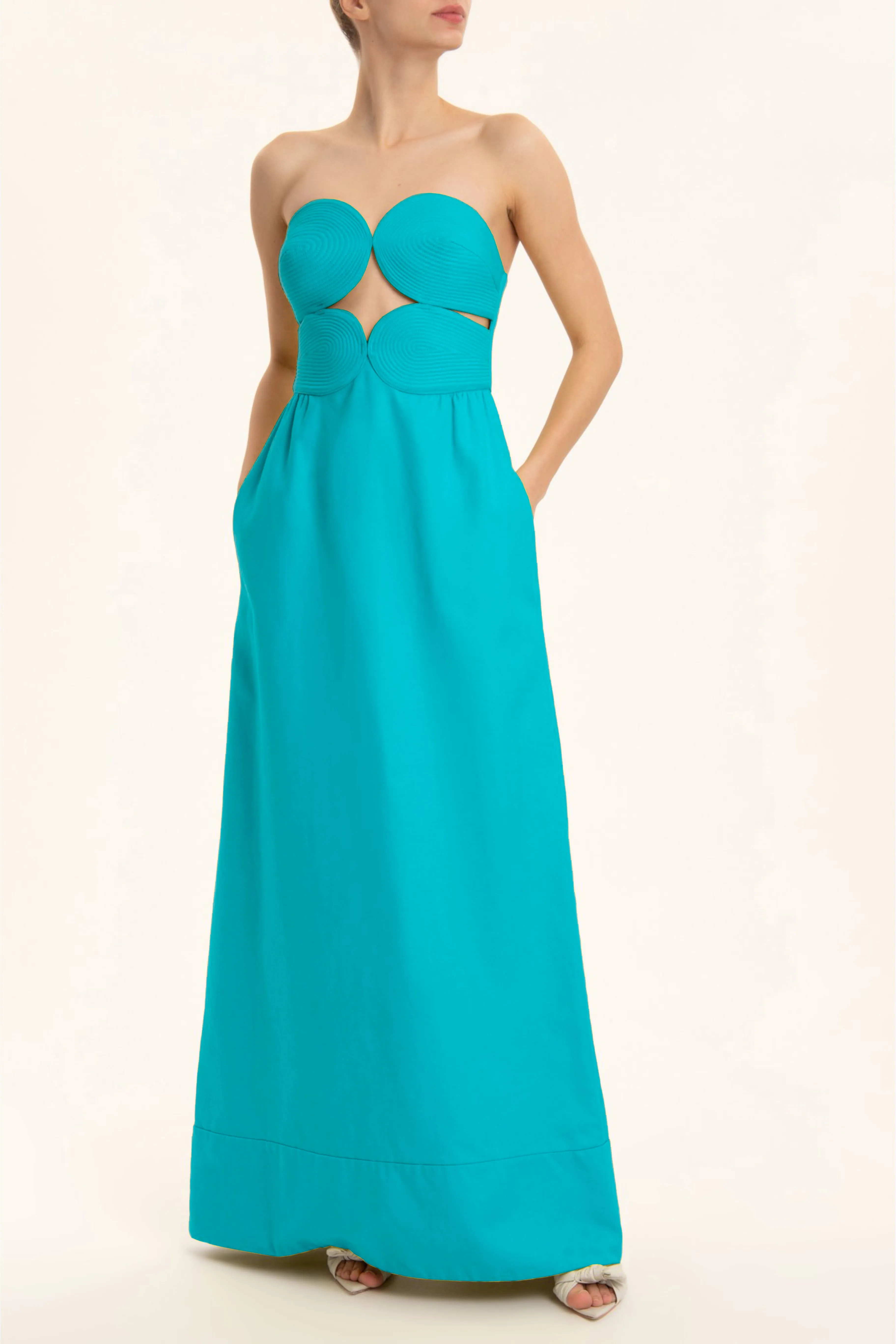 Matelasse Strapless Long Dress