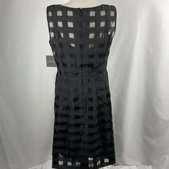 Ellen Trace Black Sheer Plaid Dress with Slip - Chic & Elegant Womens Fashion