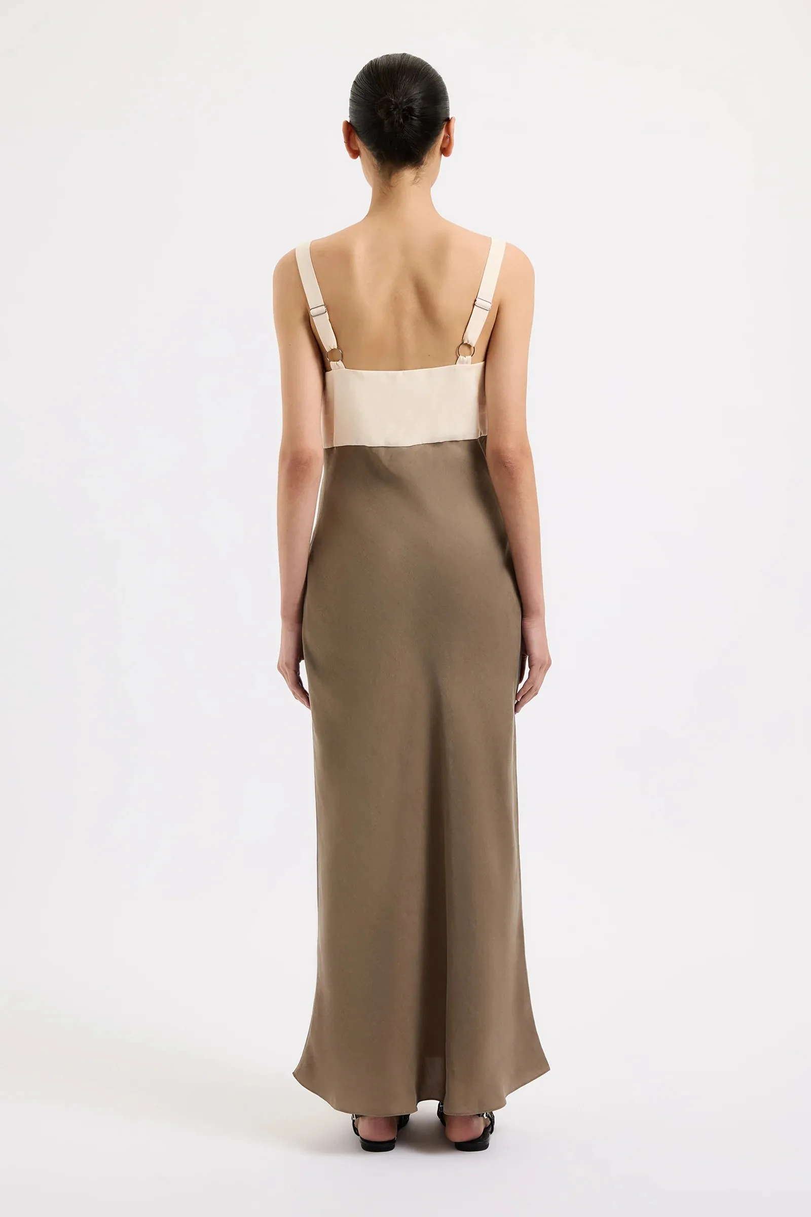 NUDE LUCY Seshni Tencel Slip Dress CHESTNUT SPLICE