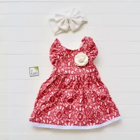 Periwinkle Dress in Fairy Tale Red Print