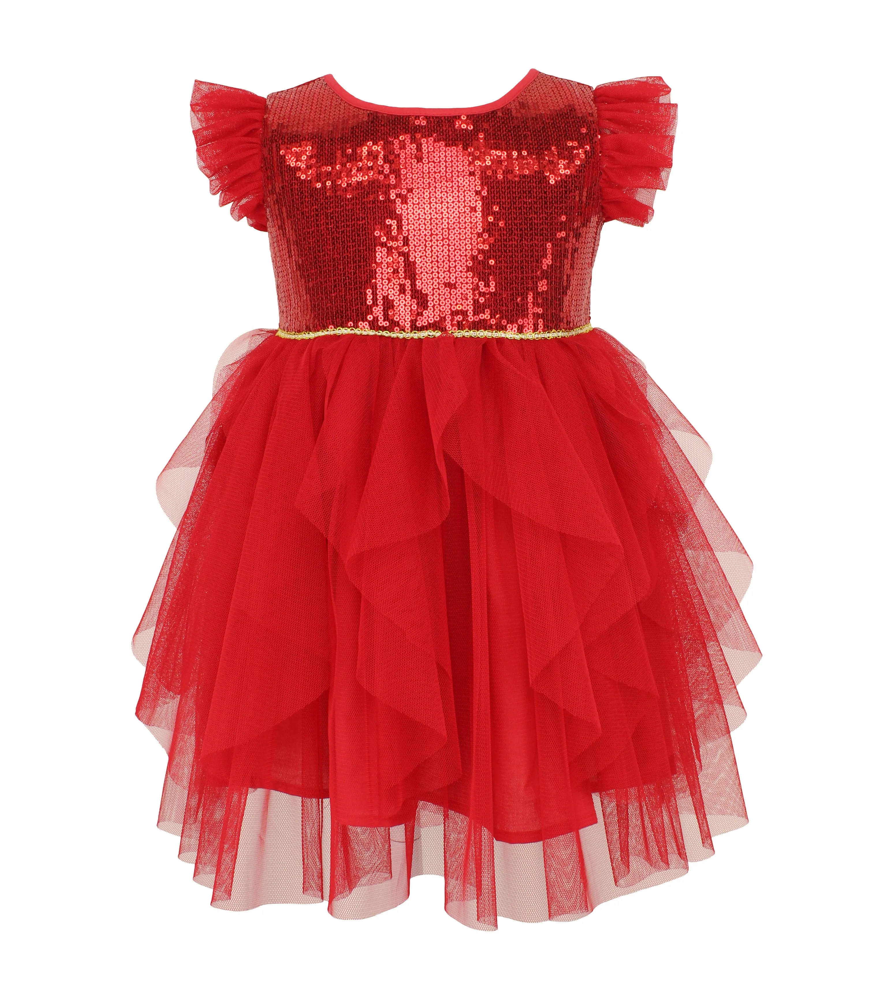 Popatu Little Girl's Red Christmas Sequin Dress