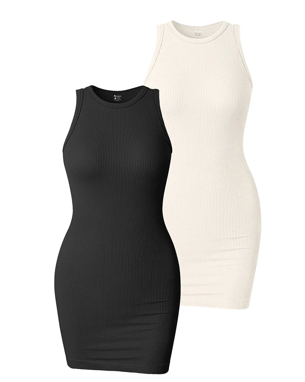 Ribbed Sleeveless Halter Neck  Dresses