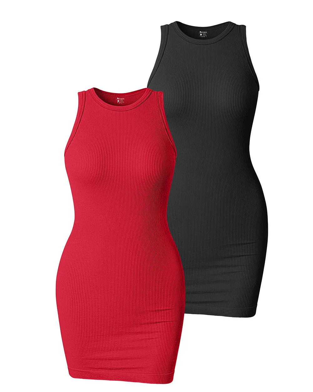 Ribbed Sleeveless Halter Neck  Dresses