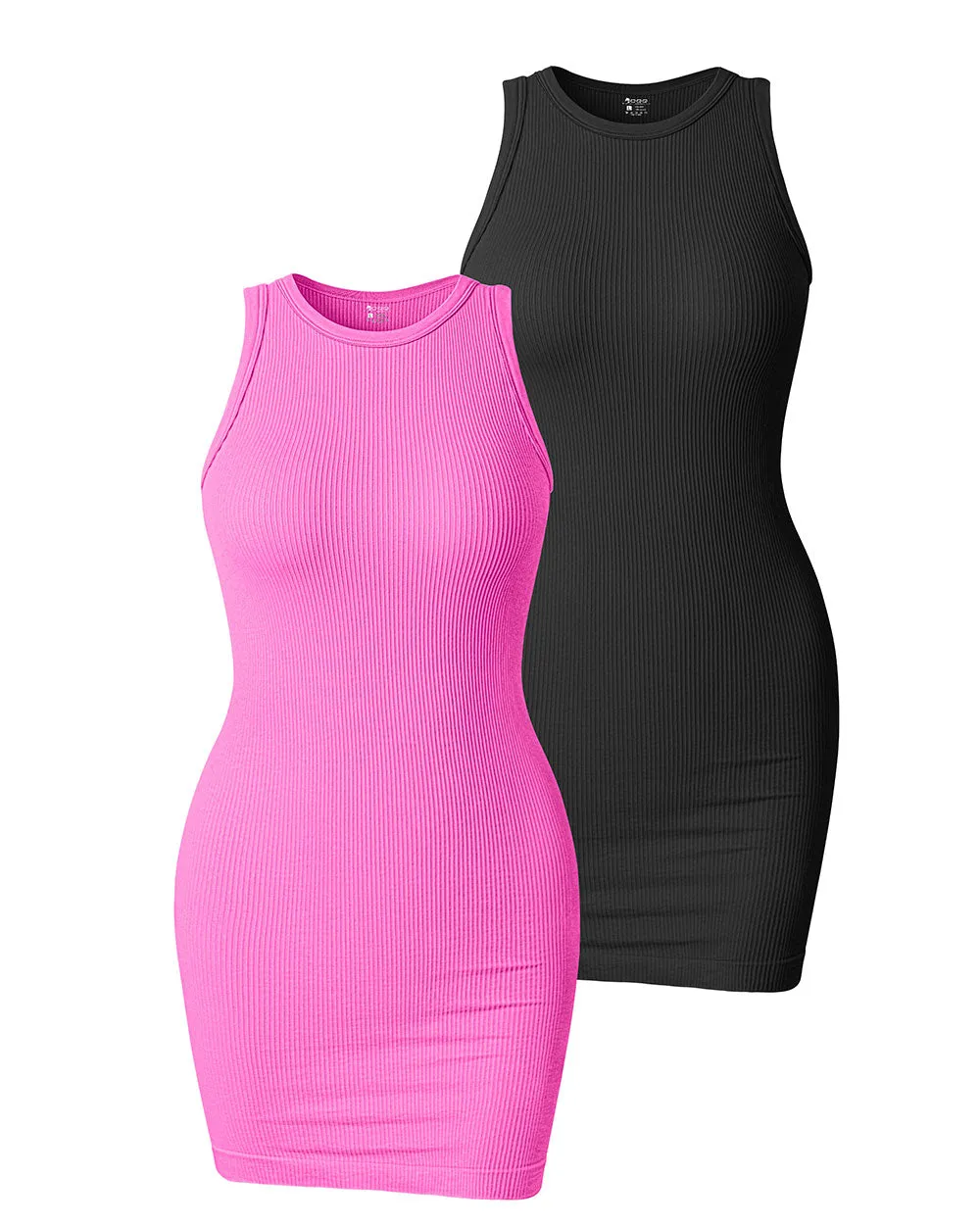 Ribbed Sleeveless Halter Neck  Dresses