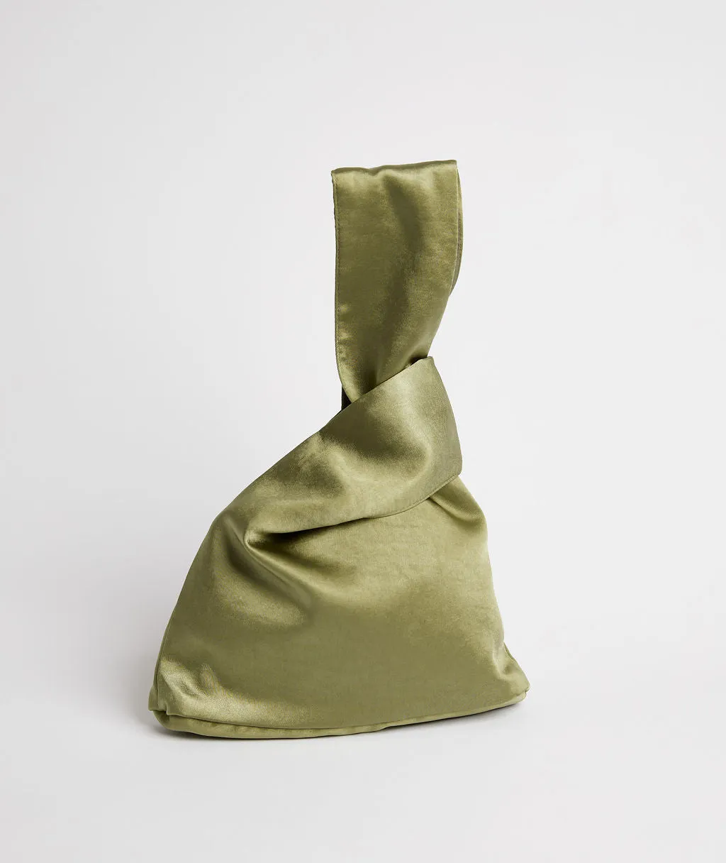 Satin Pouch Bag - Moss Green