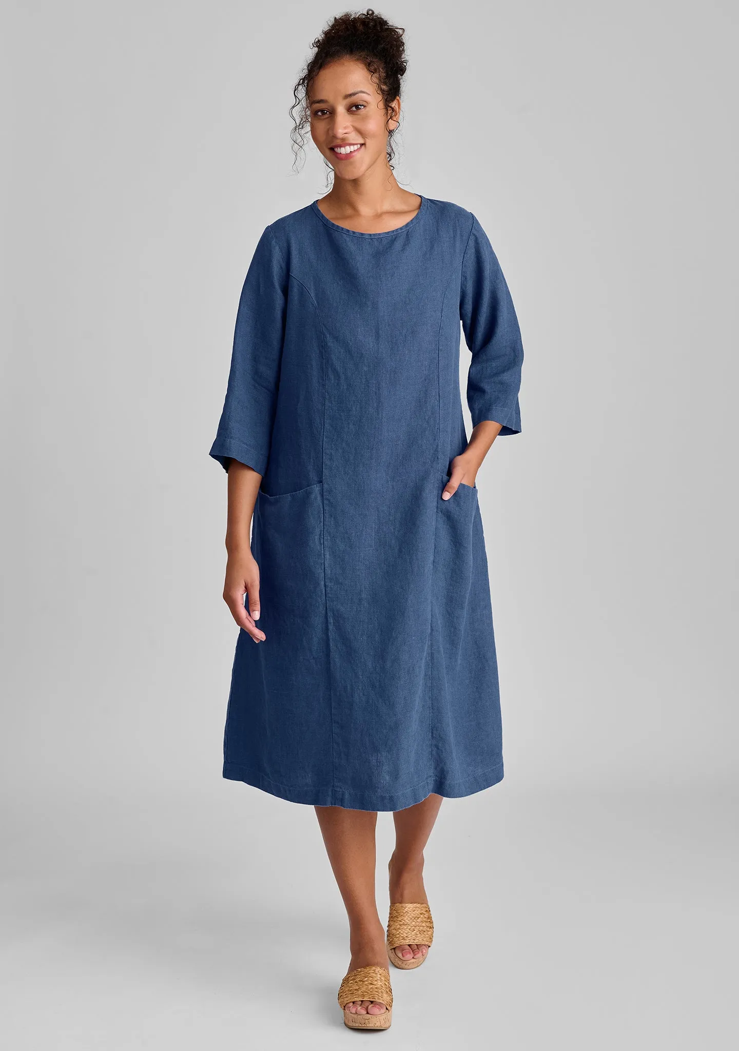 Slouch Pocket Dress - Linen Shift Dress