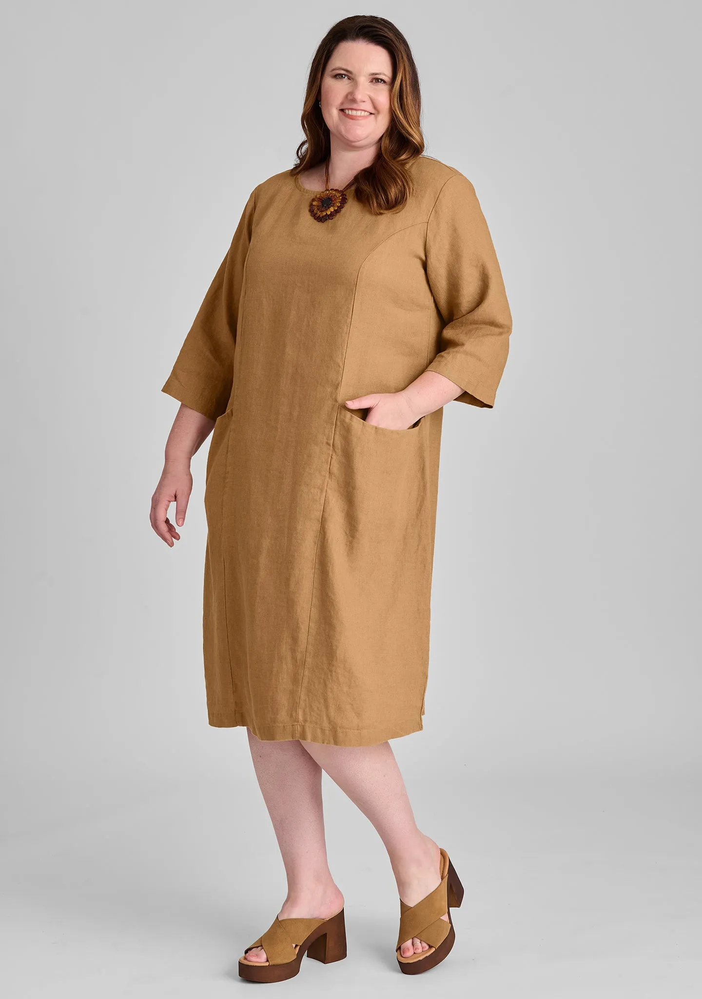 Slouch Pocket Dress - Linen Shift Dress