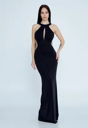 Stretchy long dress in black