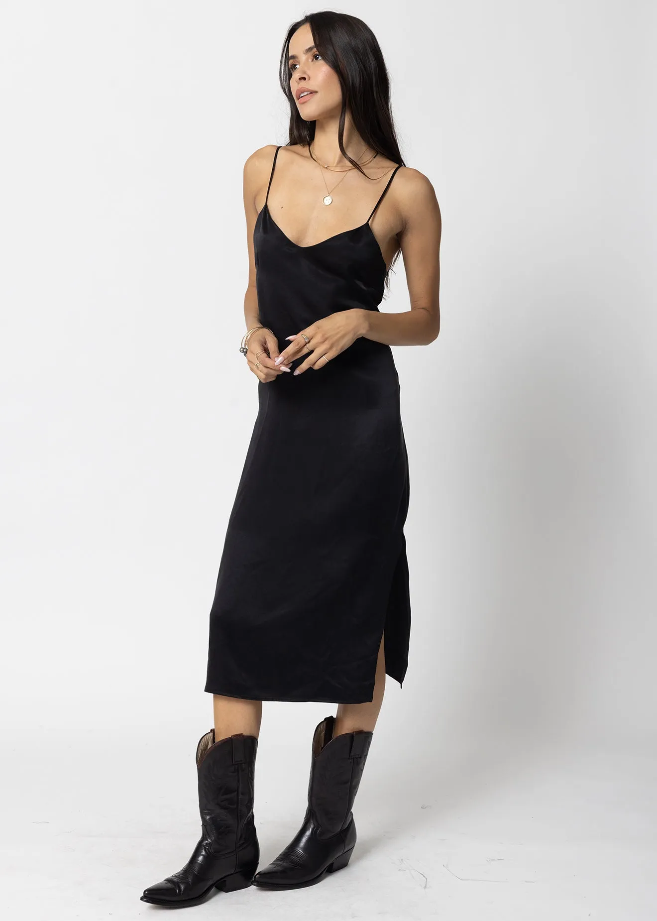 THE CUPRO SILKY SLIP MIDI DRESS