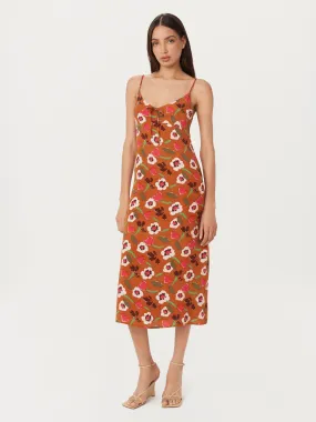 The Floral Slip Dress in Red Clay