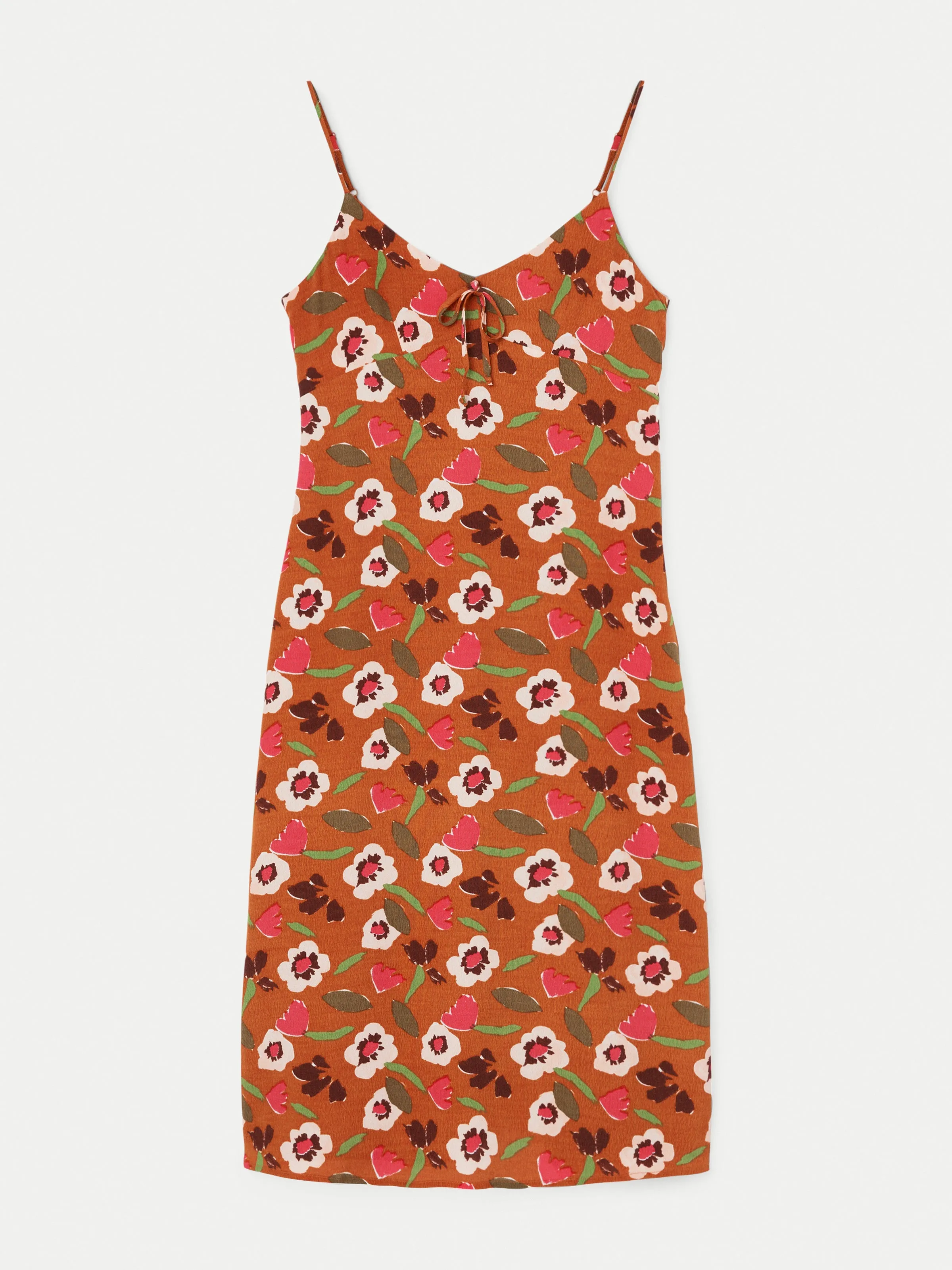 The Floral Slip Dress in Red Clay