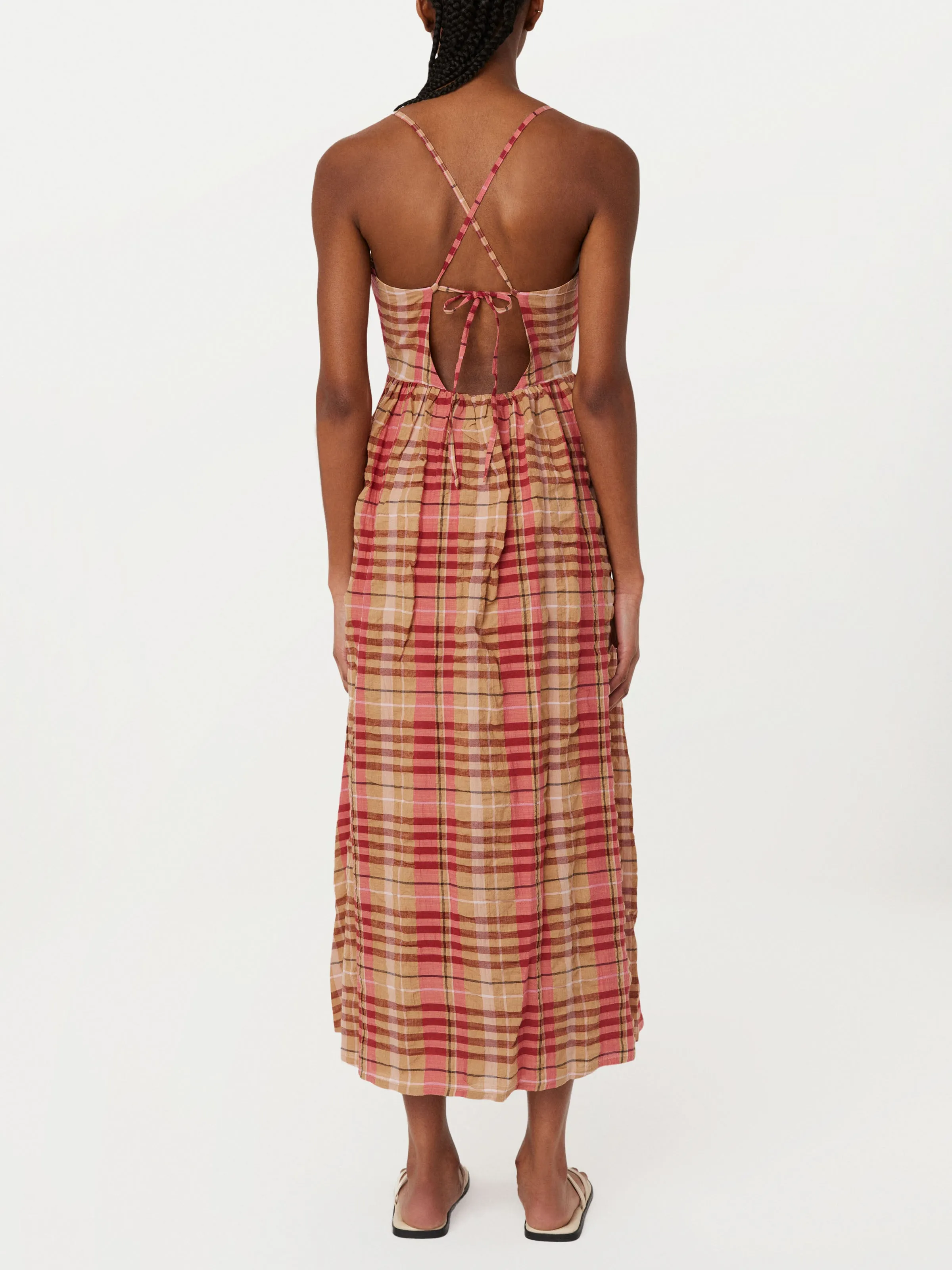 The Seersucker Maxi Dress in Red