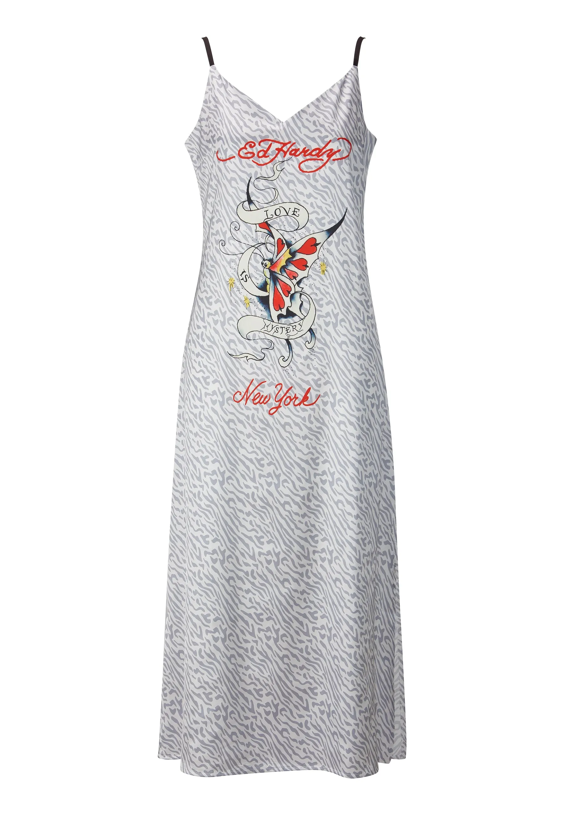 Womens Love Is Mystery Slip Zebra Print Dress - Grey