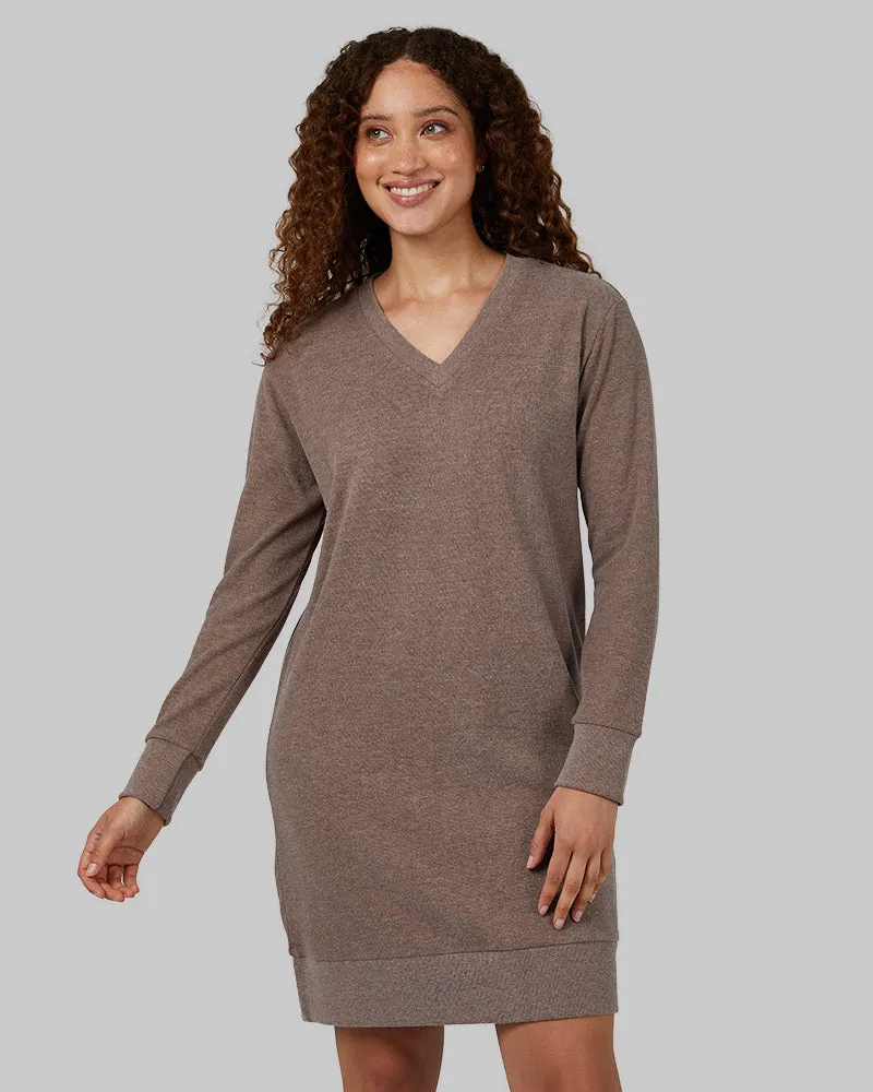 WOMEN'S SOFT SWEATER KNIT VNECK DRESS