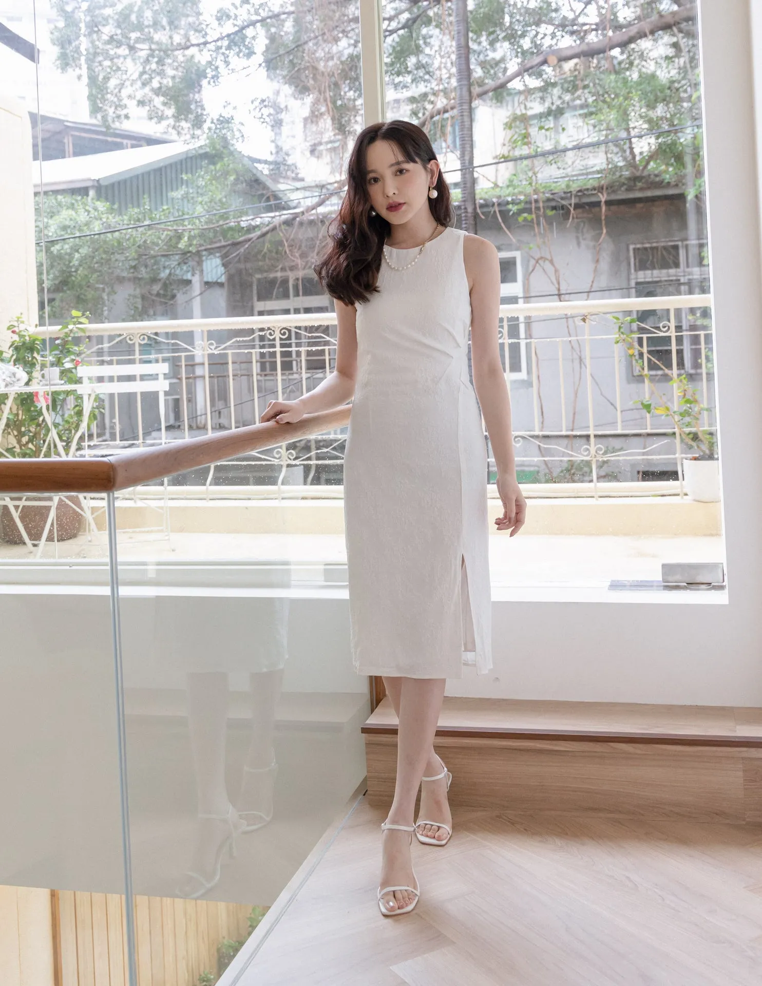 Yen Jacquard Dress in White